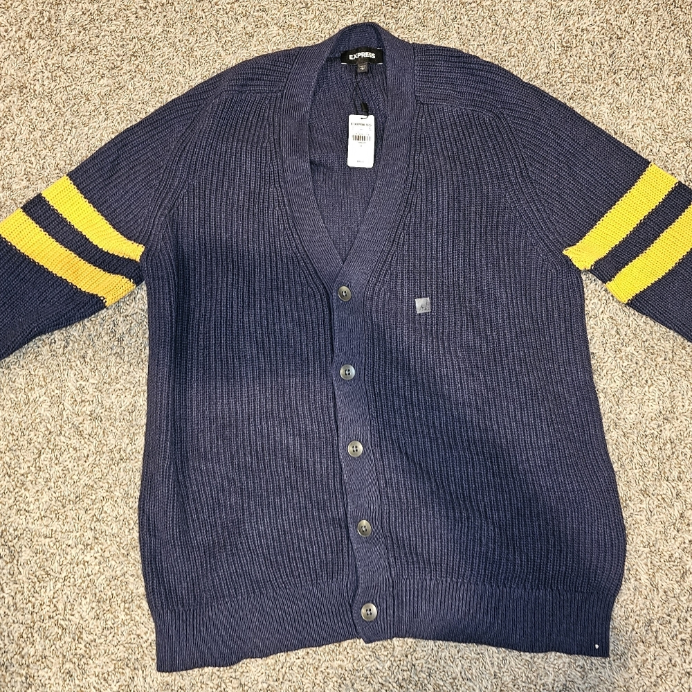 Express Cardinan Blue Mens NWT Large